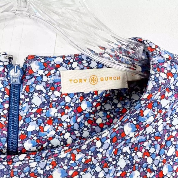 TORY BURCH Hudson Blue Print Long Sleeve Sheath Chrissy Dress Sz. Small - Picture 3 of 5